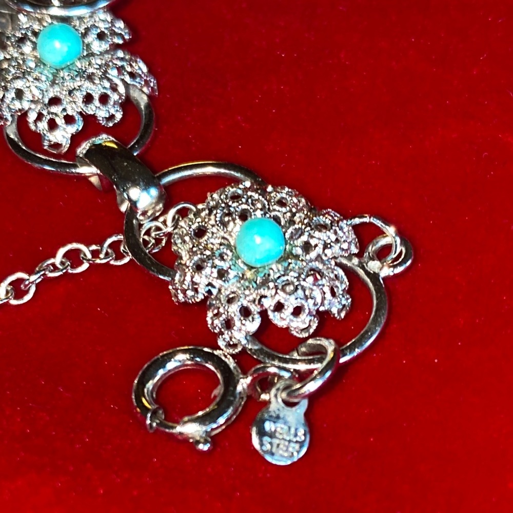 Turquoise Flower Sterling Bracelet